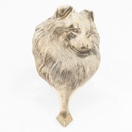 Kucalo za vrata, glava škotskog ovčara Sheltie, retro stil, mesing